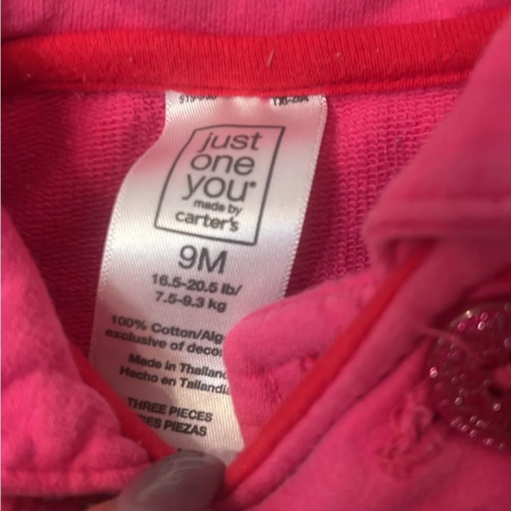 Carter’s Just One You 9 Months Baby Girl Pink 100% Cotton Light Jacket Buttons